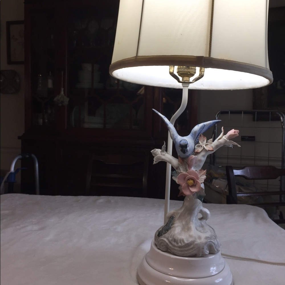 Vintage Porcelain "Bluebird and Bough" Lamp